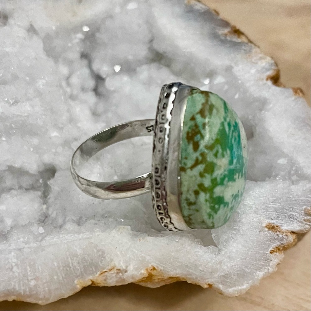 Chrysocolla Gemstone Ring Size 8 - image 4